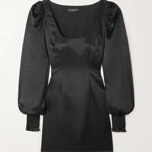 NWT  ODETTE STRETCH SILK SATIN MINI DRESS IN BLACK